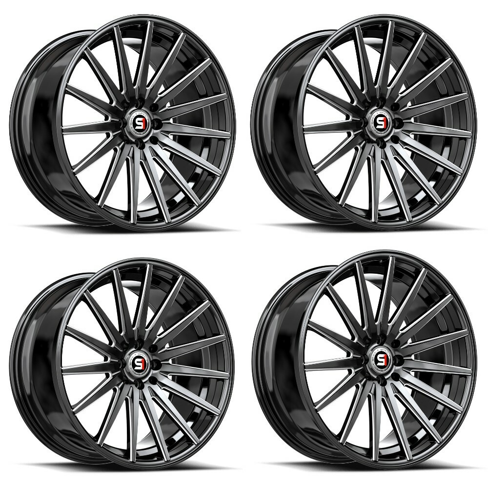 Set 4 20" Spec-1 SP-69 Gloss Black & Milled 20x8.5 Wheels 5x112 5x4.5 38mm Rims