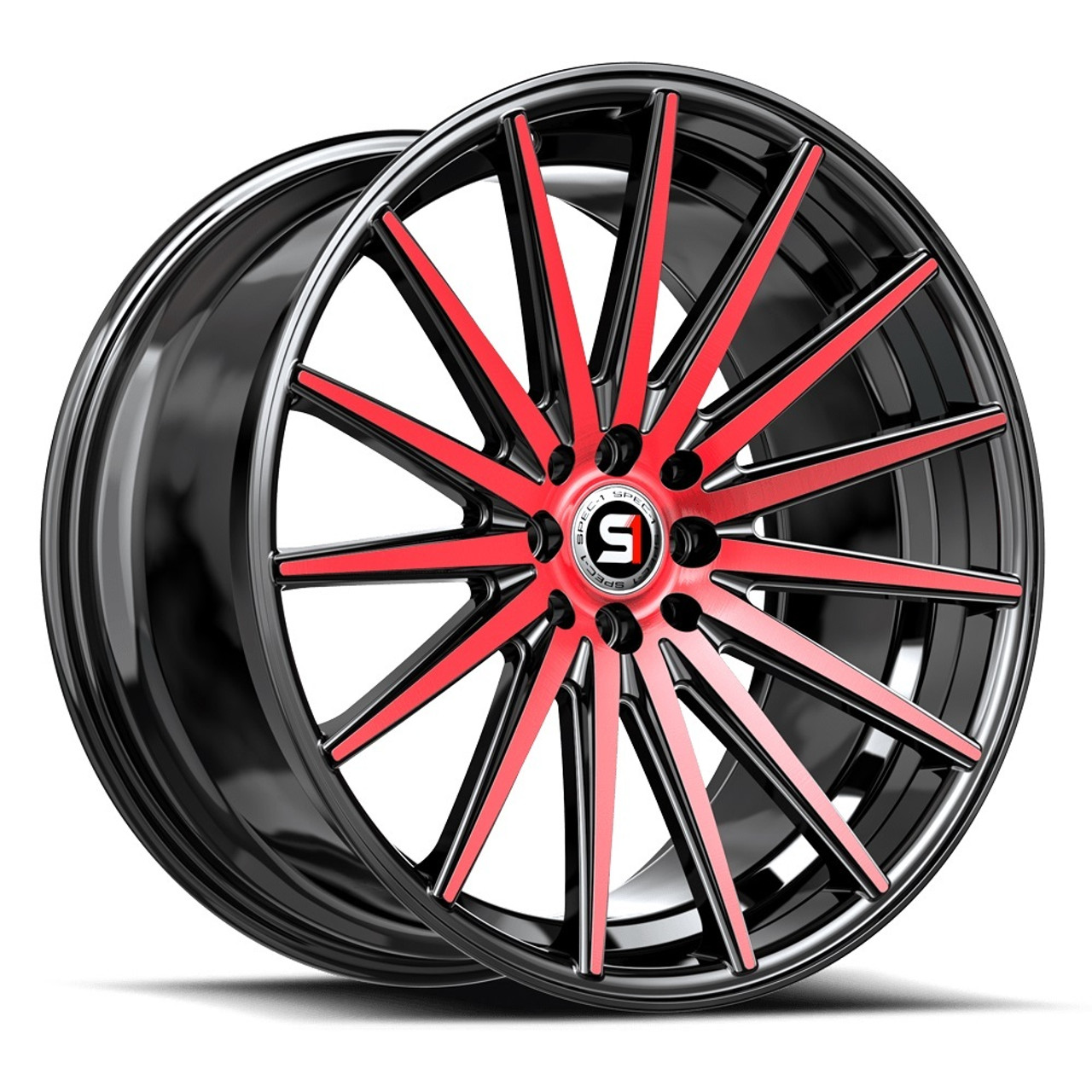 Set 4 18" Spec-1 SP-69 Gloss Black Red Machined 18x8 Wheels 5x4.5 5x120 38mm Rim