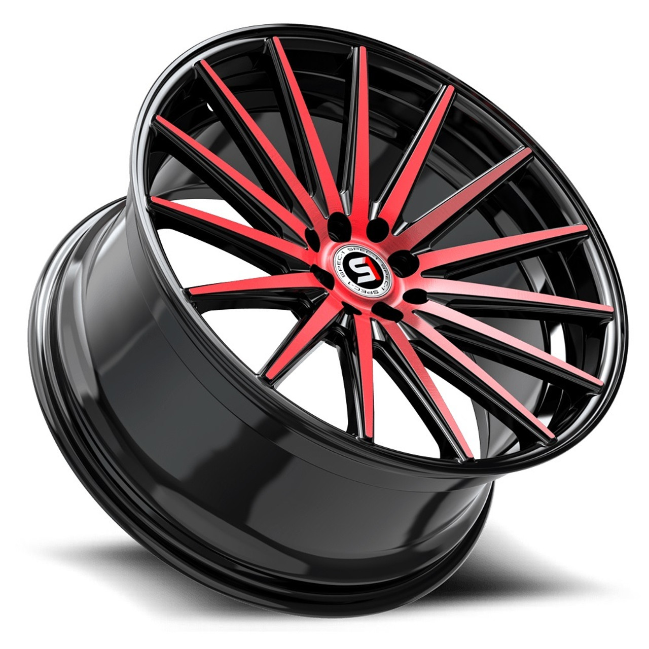 Set 4 18" Spec-1 SP-69 Gloss Black Red Machined 18x8 Wheels 5x4.5 5x120 38mm Rim