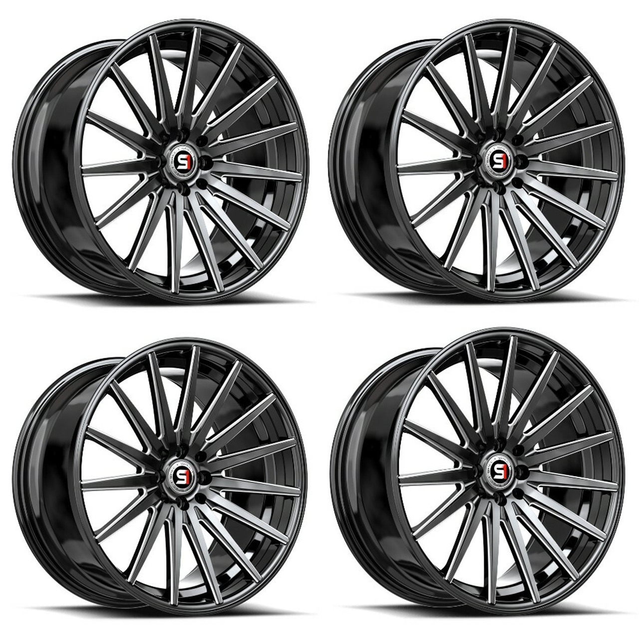 Set 4 18" Spec-1 SP-69 Gloss Black & Milled 18x8 Wheels 5x112 5x4.5 38mm Rims