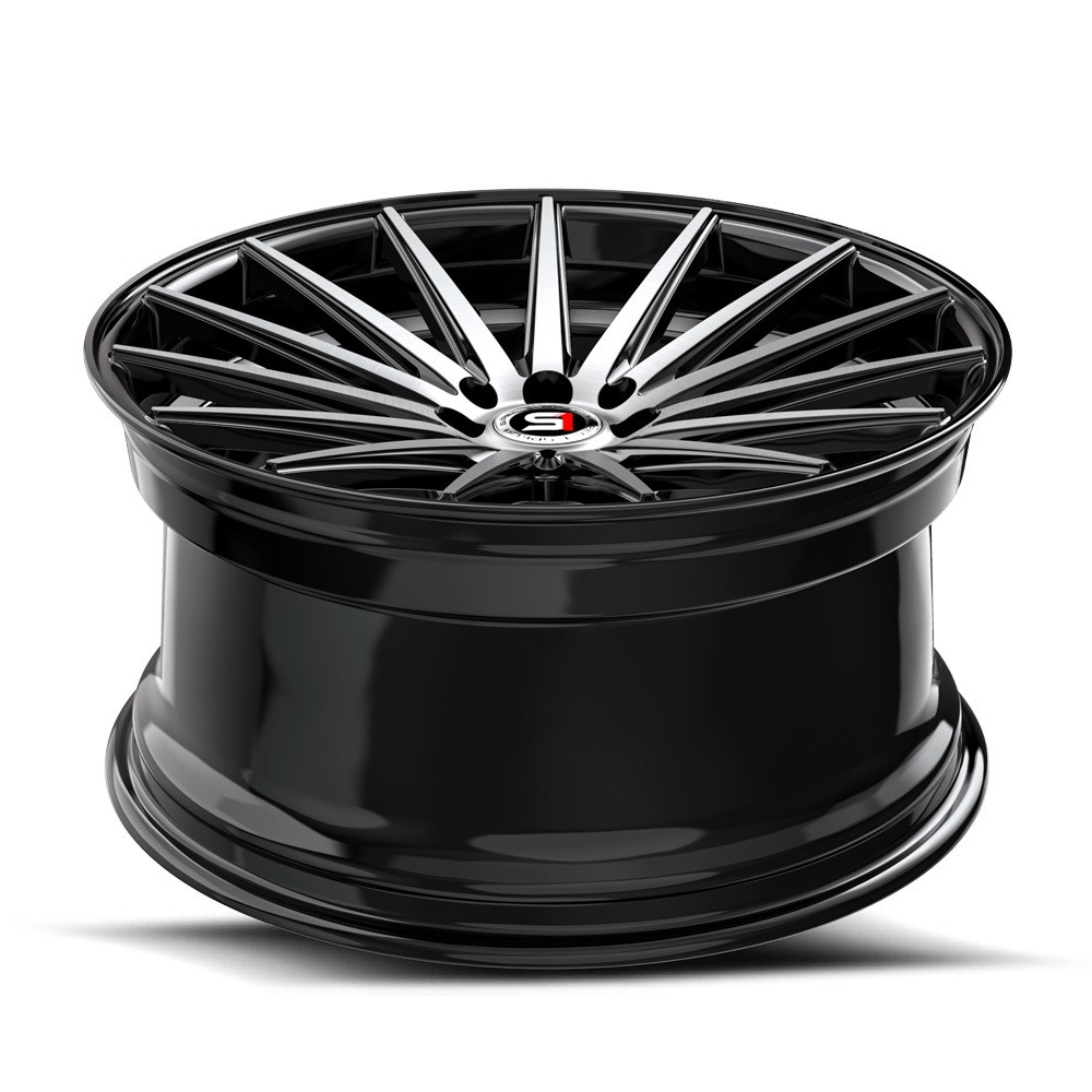 17" Spec-1 SP-69 Gloss Black & Machined & Undercut 17x7.5 Wheel 4x100 4x4.5 42mm