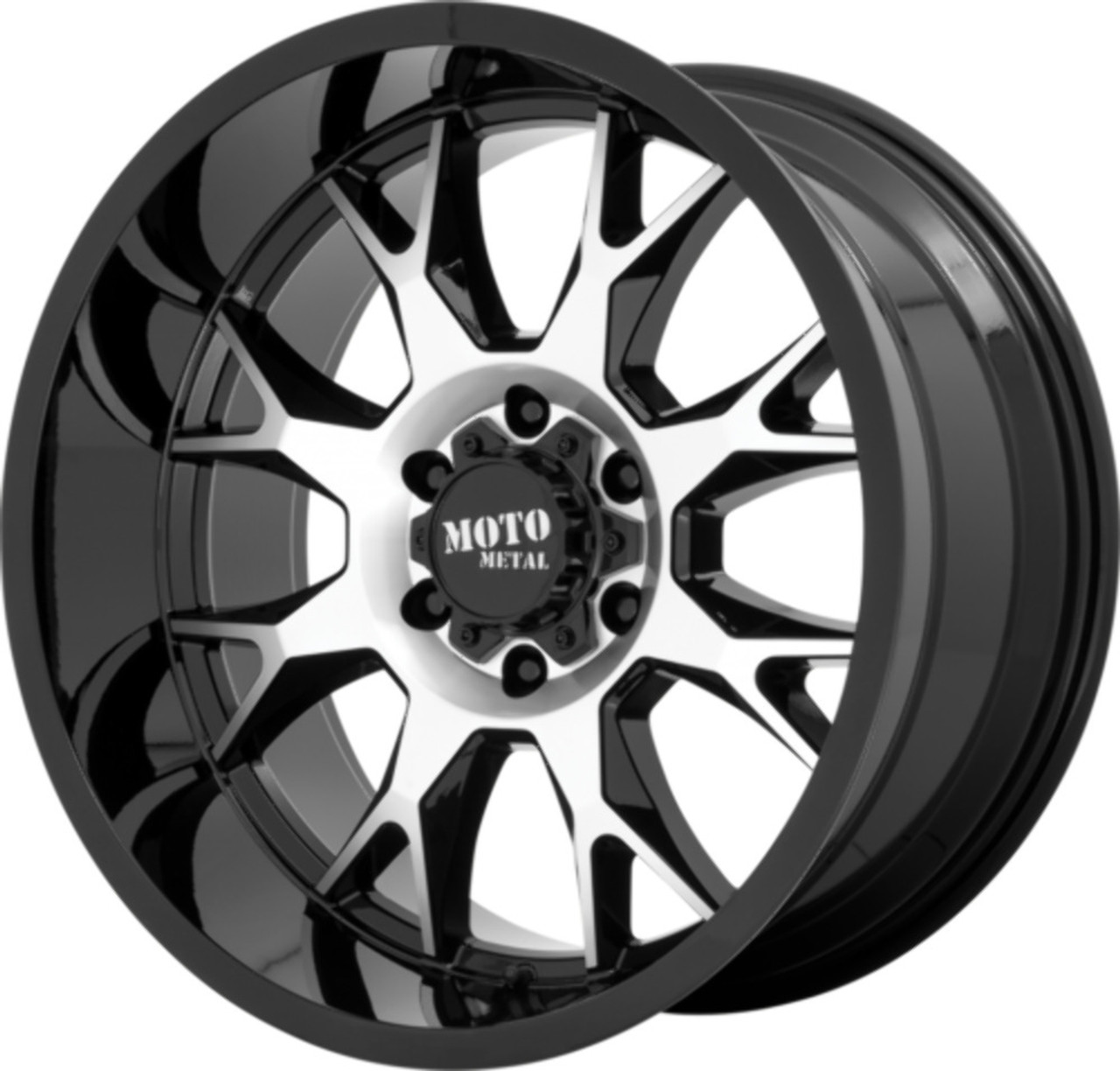 Moto Metal MO806 20x10 5x5.0 Gloss Black Machined Wheel 20" -18mm For Jeep Rim