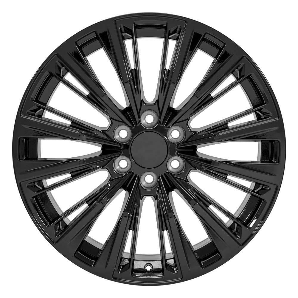 Set 4 24" OE Wheels CA93 Gloss Black 24x10 Wheels 6x5.5 Rims 28mm For Chevy GMC