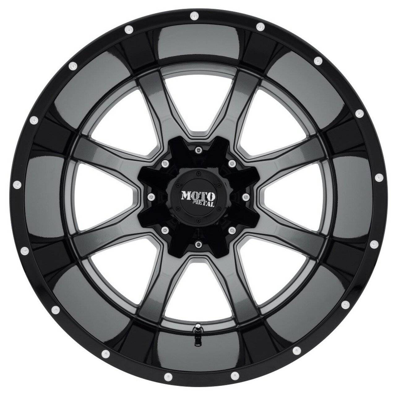 Moto Metal MO970 20x10 5x5.5 5x150 Gray Center Black Wheel 20" 12mm Truck Rim