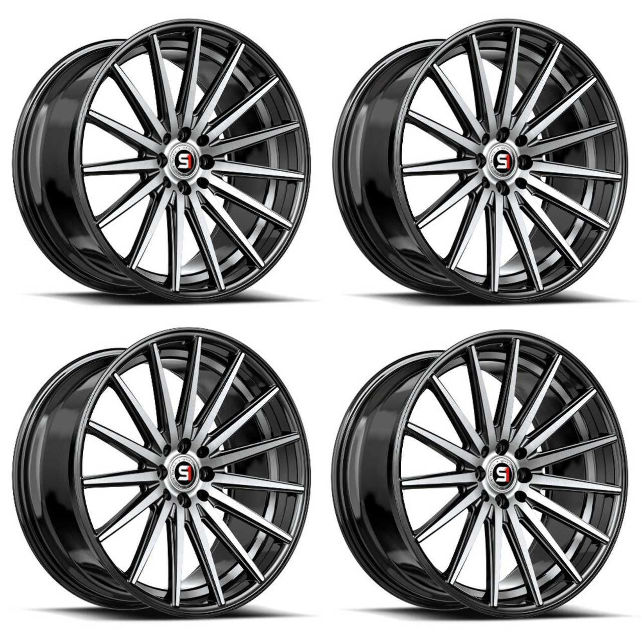 Set 4 17" Spec-1 SP-69 Black Machined & Undercut 17x7.5 Wheels 5x112 5x4.5 42mm