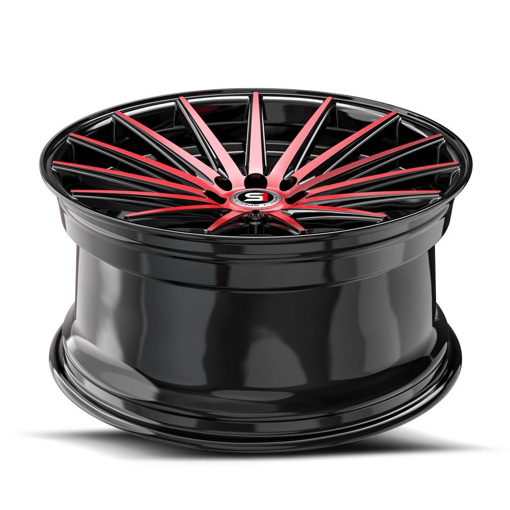 Set 4 17" Spec-1 SP-69 Gloss Black & Red Machined 17x7.5 Wheels 5x112 5x4.5 42mm