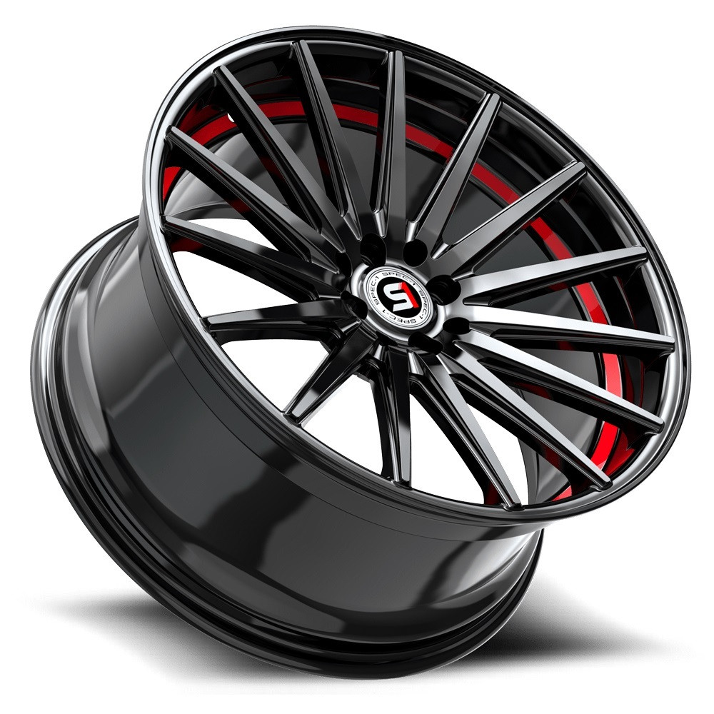 Set 4 17" Spec-1 SP-69 Gloss Black & Red Undercut 17x7.5 Wheels 5x105 5x4.5 42mm