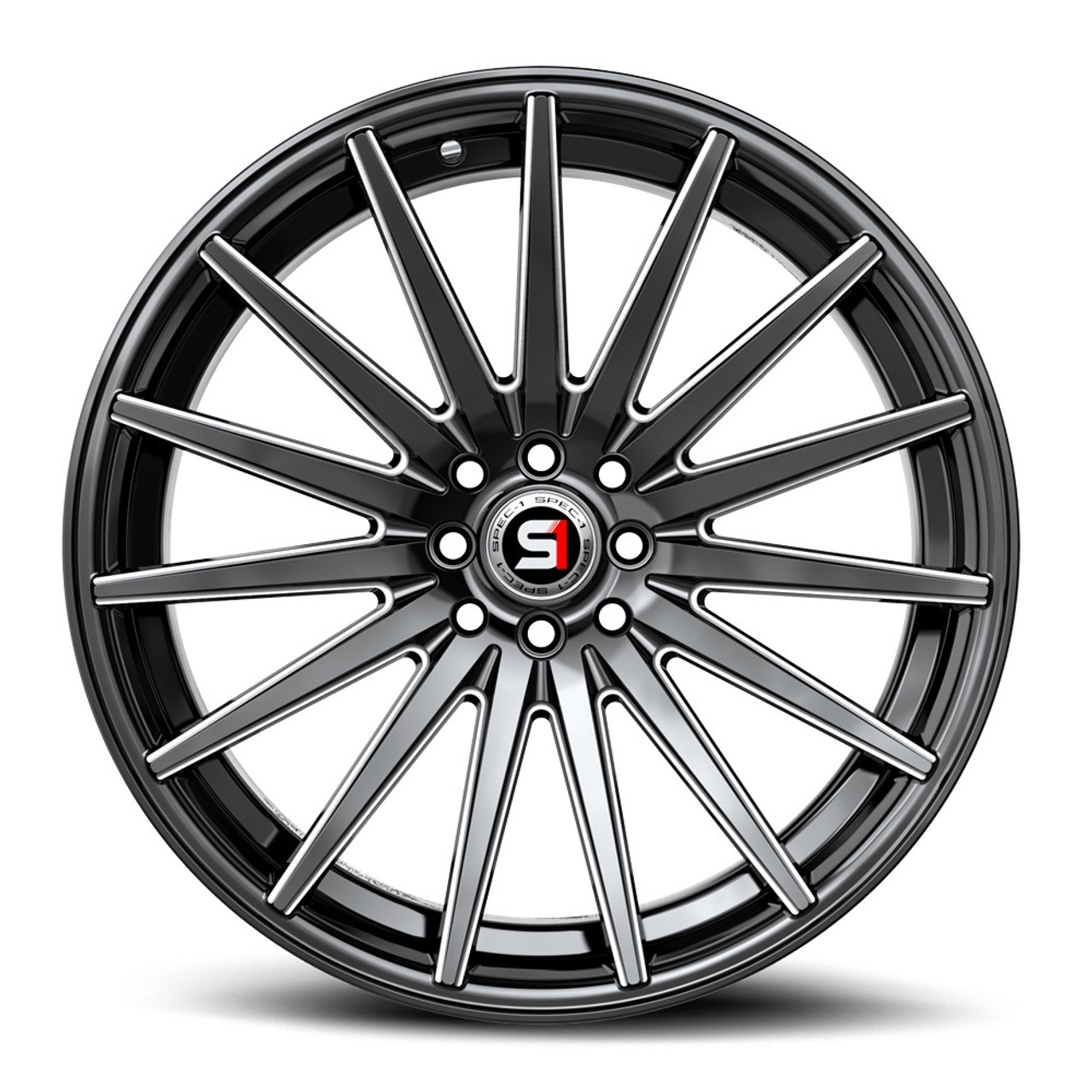 17" Spec-1 SP-69 Gloss Black & Milled 17x7.5 Wheel 5x100 5x4.5 42mm Rim