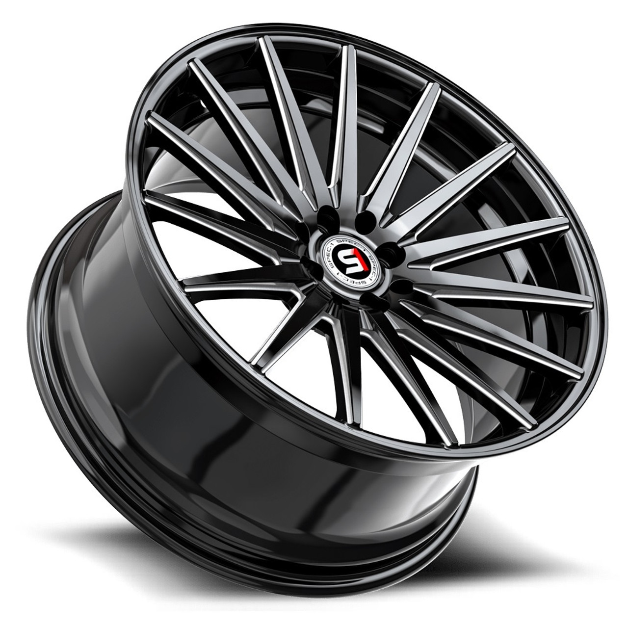 17" Spec-1 SP-69 Gloss Black & Milled 17x7.5 Wheel 5x100 5x4.5 42mm Rim