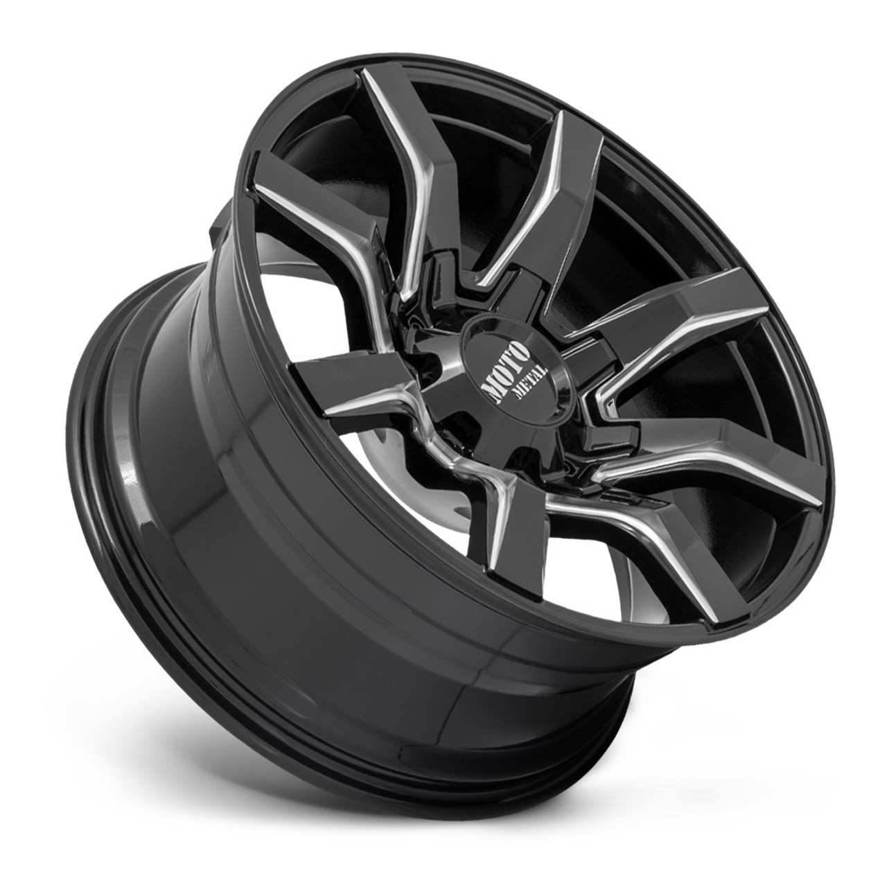 Moto Metal MO804 Spider 20x10 5x5.5 5x150 Gloss Black Milled Wheel 20" -18mm Rim