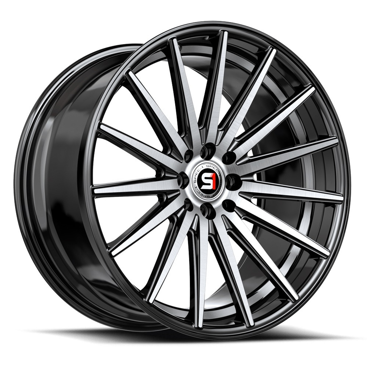 Set 4 17" Spec-1 SP-69 Gloss Black Machined & Undercut 17x7.5 5x100 5x4.5 42mm