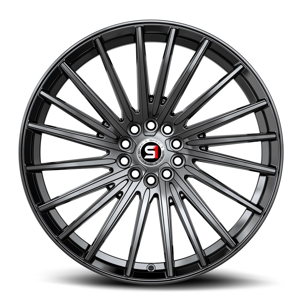 18" Spec-1 SP-68 Gloss Black 18x8 Wheel 5x112 5x4.5 38mm Rim