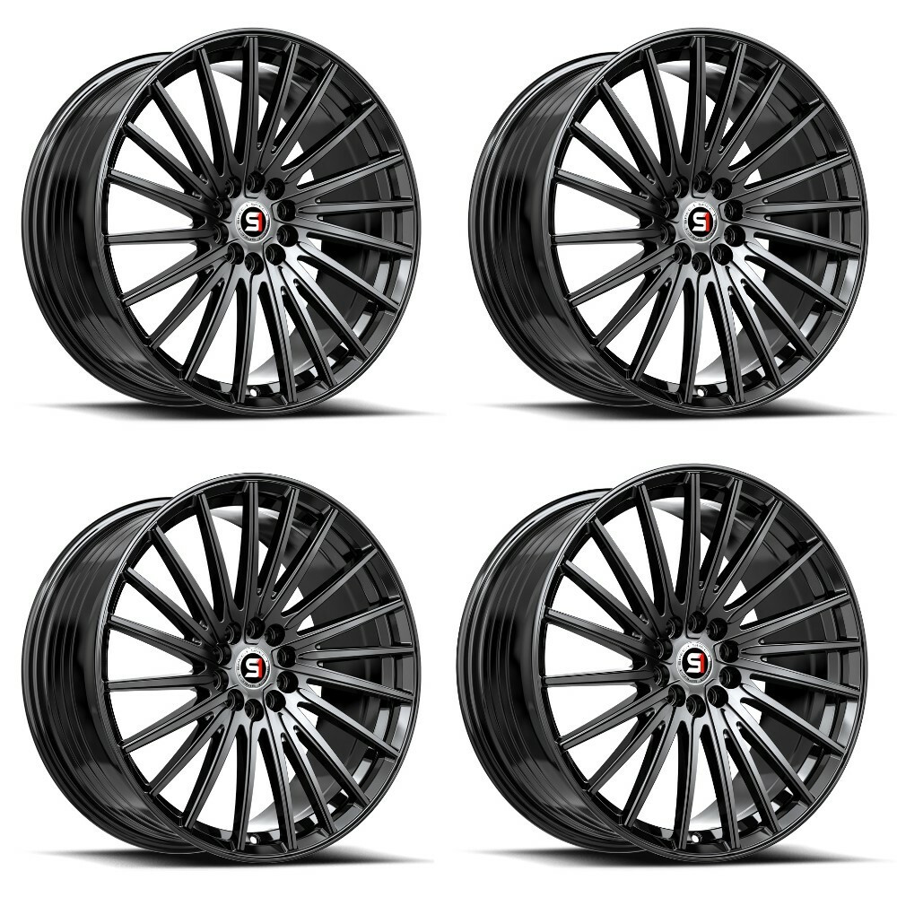 Set 4 18" Spec-1 SP-68 Gloss Black 18x8 Wheels 5x112 5x4.5 38mm Rims