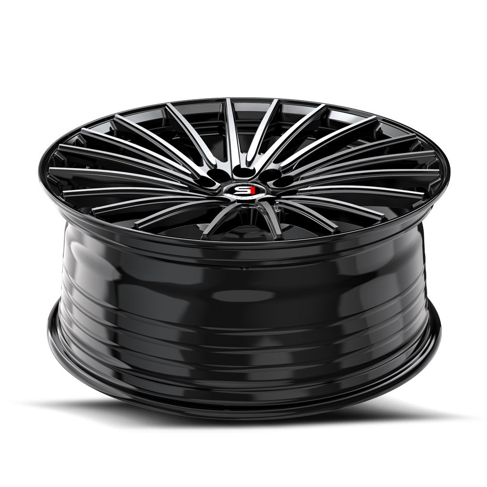 18" Spec-1 SP-68 Gloss Black & Machined 18x8 Wheel 5x112 5x4.5 38mm Rim