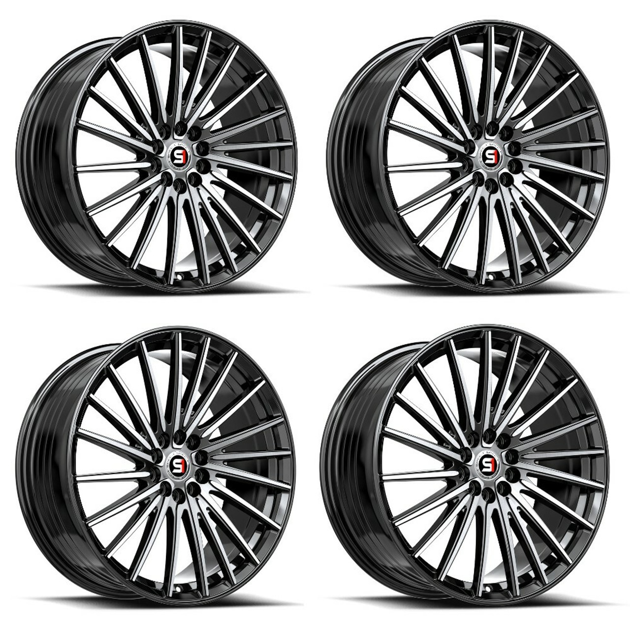 Set 4 18" Spec-1 SP-68 Gloss Black & Machined 18x8 Wheels 5x112 5x4.5 38mm Rims