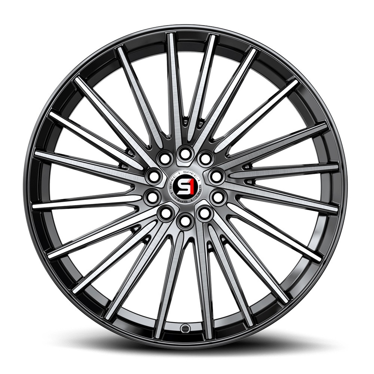 Set 4 17" Spec-1 SP-68 Gloss Black Machined 17x7.5 Wheels 4x100 4x4.5 42mm Rims