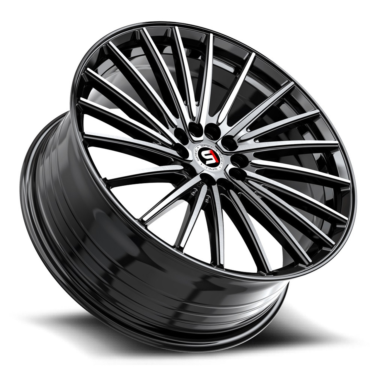 Set 4 17" Spec-1 SP-68 Gloss Black Machined 17x7.5 Wheels 4x100 4x4.5 42mm Rims