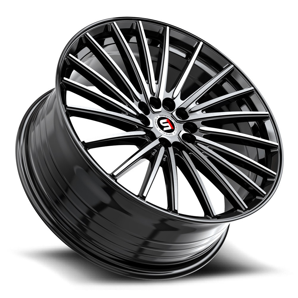 Set 4 17" Spec-1 SP-68 Gloss Black Machined 17x7.5 Wheels 5x110 5x4.5 42mm Rims