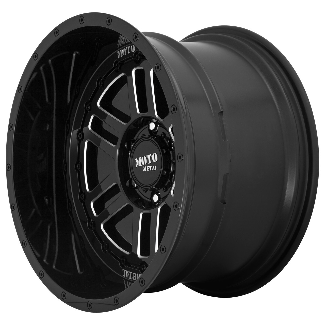 Moto Metal MO800 Deep Six 20x10 6x5.5 Gloss Black Milled Wheel 20" -18mm Rim