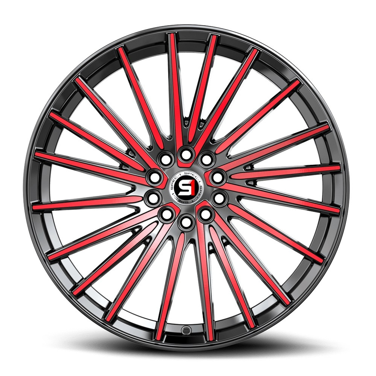 17" Spec-1 SP-68 Gloss Black & Red Machined 17x7.5 Wheel 5x105 5x4.5 42mm Rim