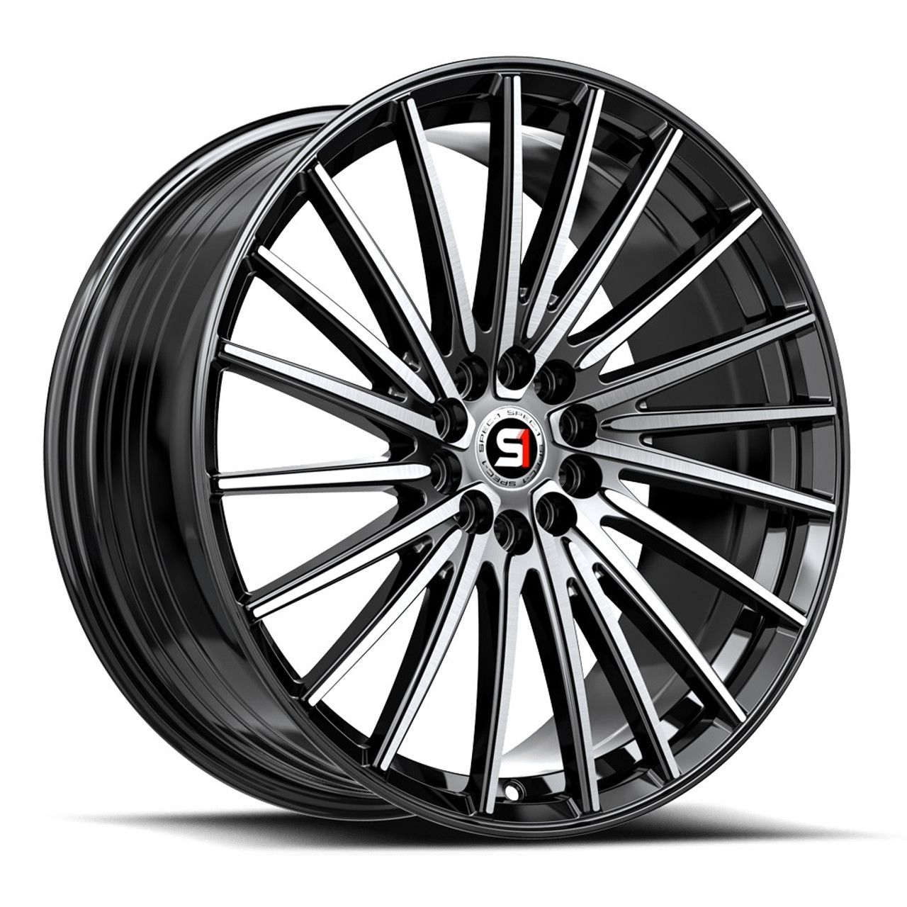 17" Spec-1 SP-68 Gloss Black & Machined 17x7.5 Wheel 5x105 5x4.5 42mm Rim