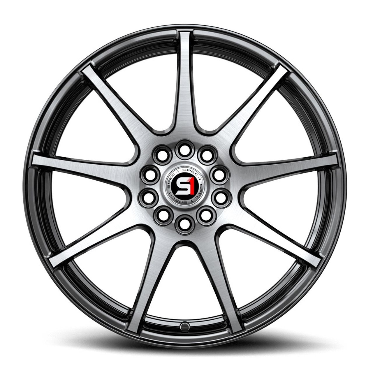 18" Spec-1 SP-67 Gloss Black & Machined 18x8 Wheel 4x100 4x4.5 38mm Rim