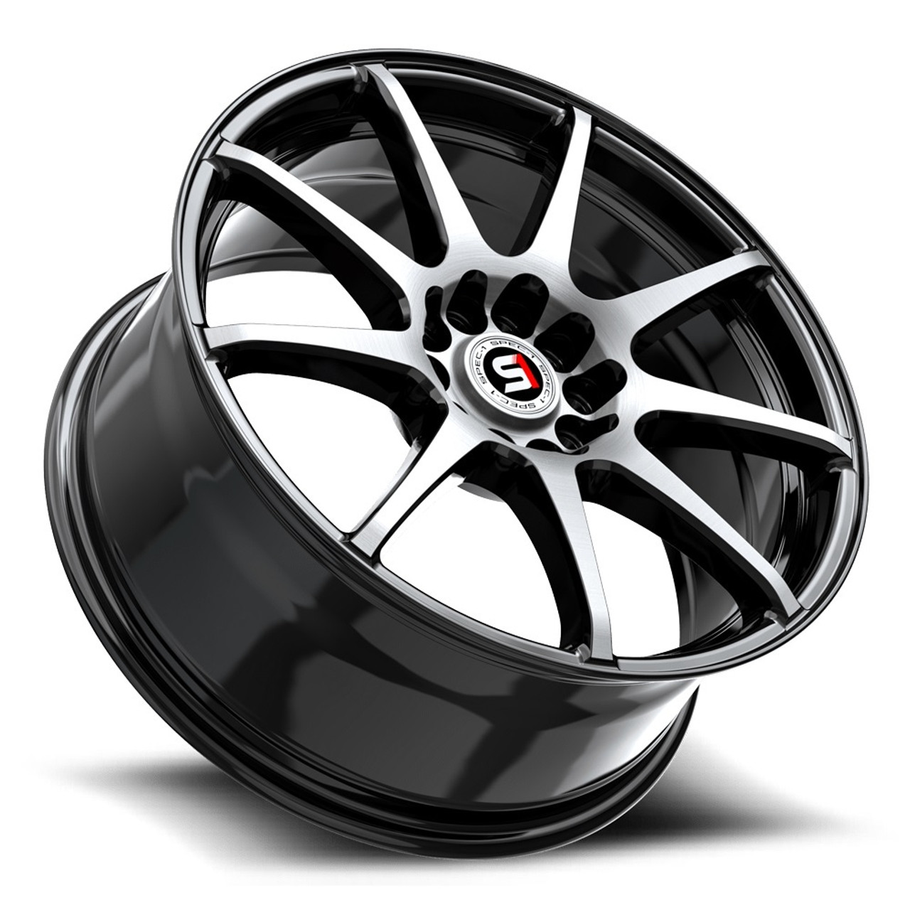 18" Spec-1 SP-67 Gloss Black & Machined 18x8 Wheel 4x100 4x4.5 38mm Rim