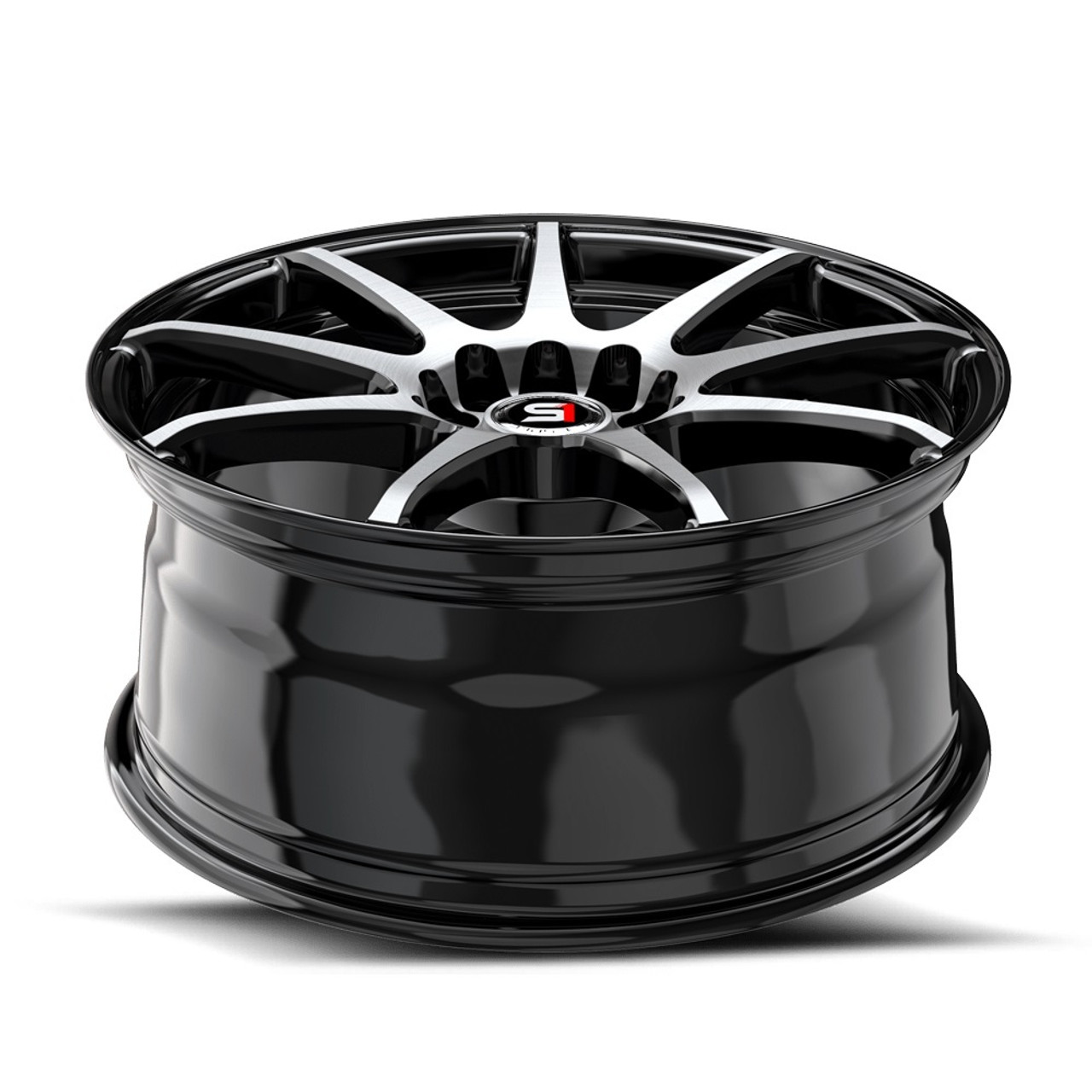 18" Spec-1 SP-67 Gloss Black & Machined 18x8 Wheel 4x100 4x4.5 38mm Rim