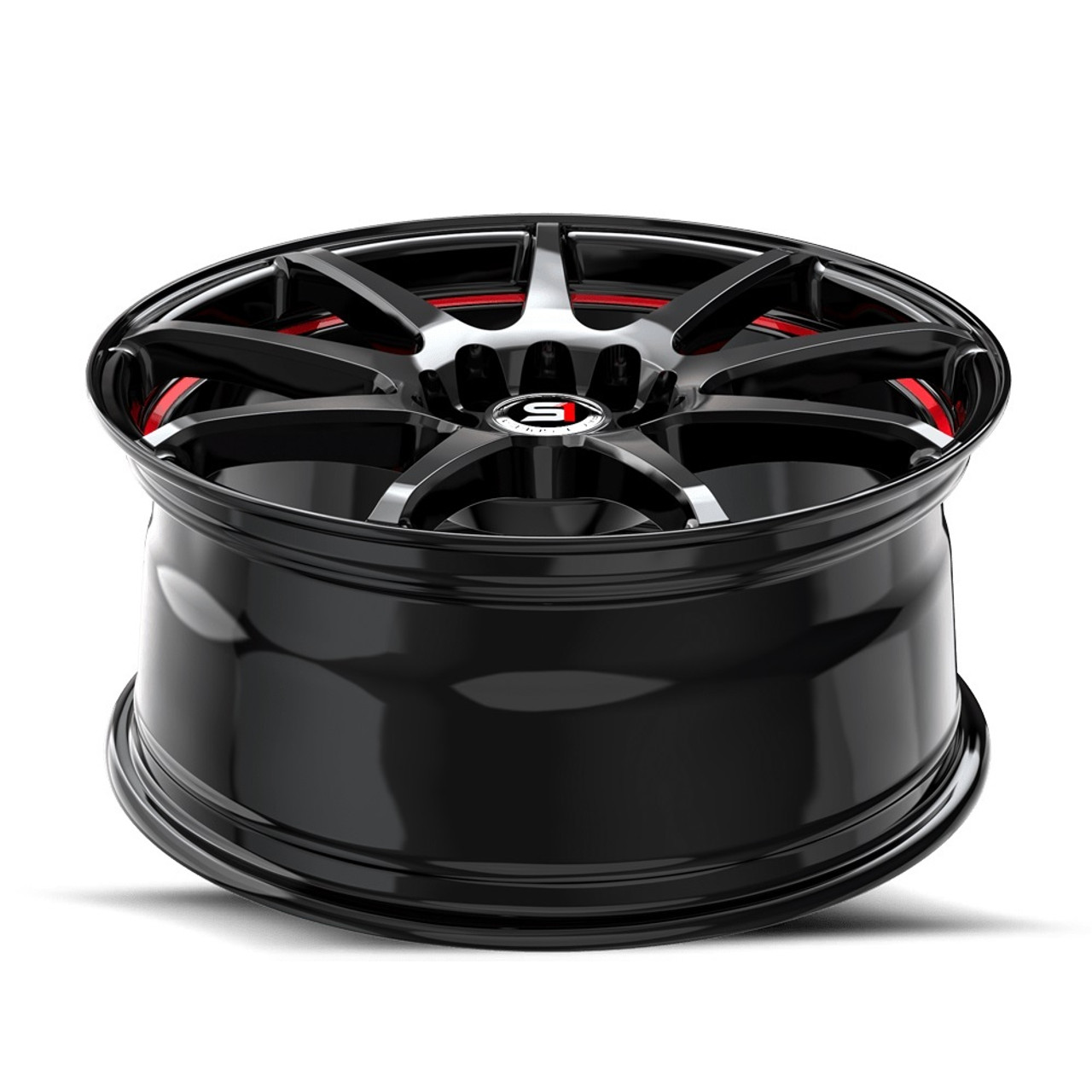Set 4 17" Spec-1 SP-67 Gloss Black & Red Line 17x7 Wheels 5x110 5x4.5 42mm Rims