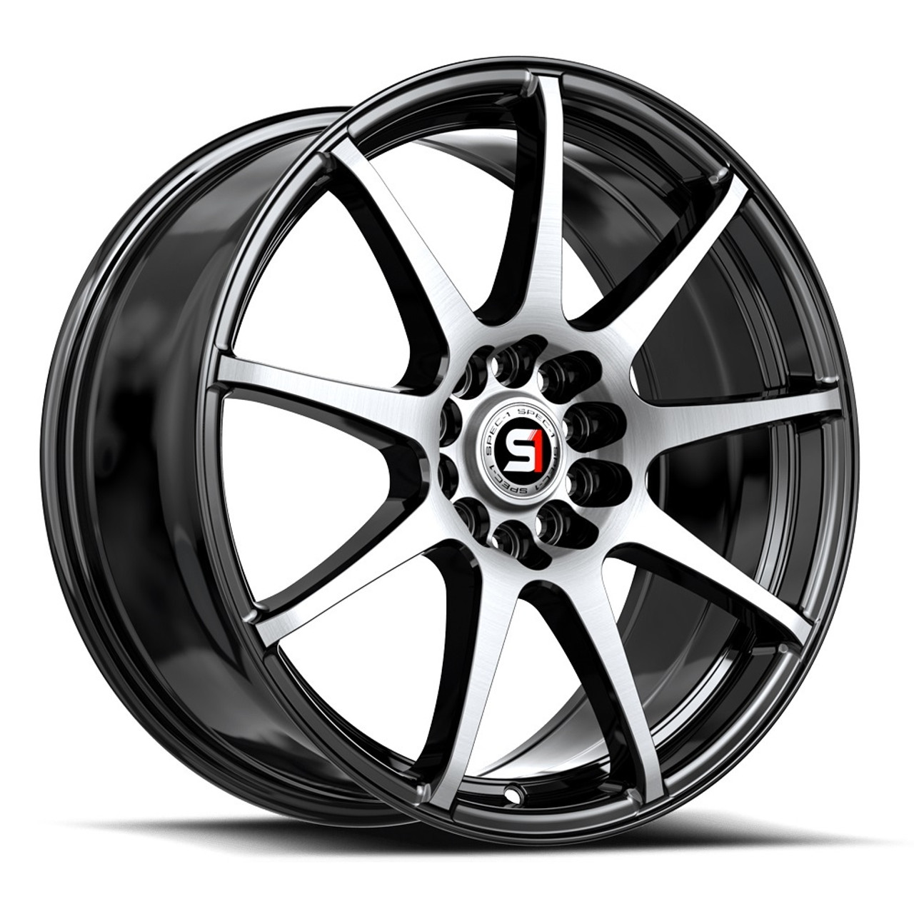 17" Spec-1 SP-67 Gloss Black & Machined 17x7 Wheel 5x110 5x4.5 42mm Rim