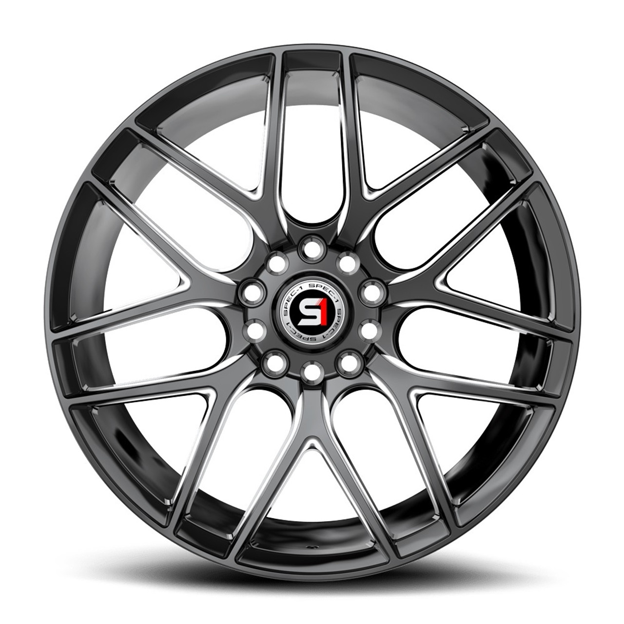 Set 4 17" Spec-1 SP-78 Gloss Black & Milled 17x7.5 Wheels 4x100 4x4.5 35mm Rims