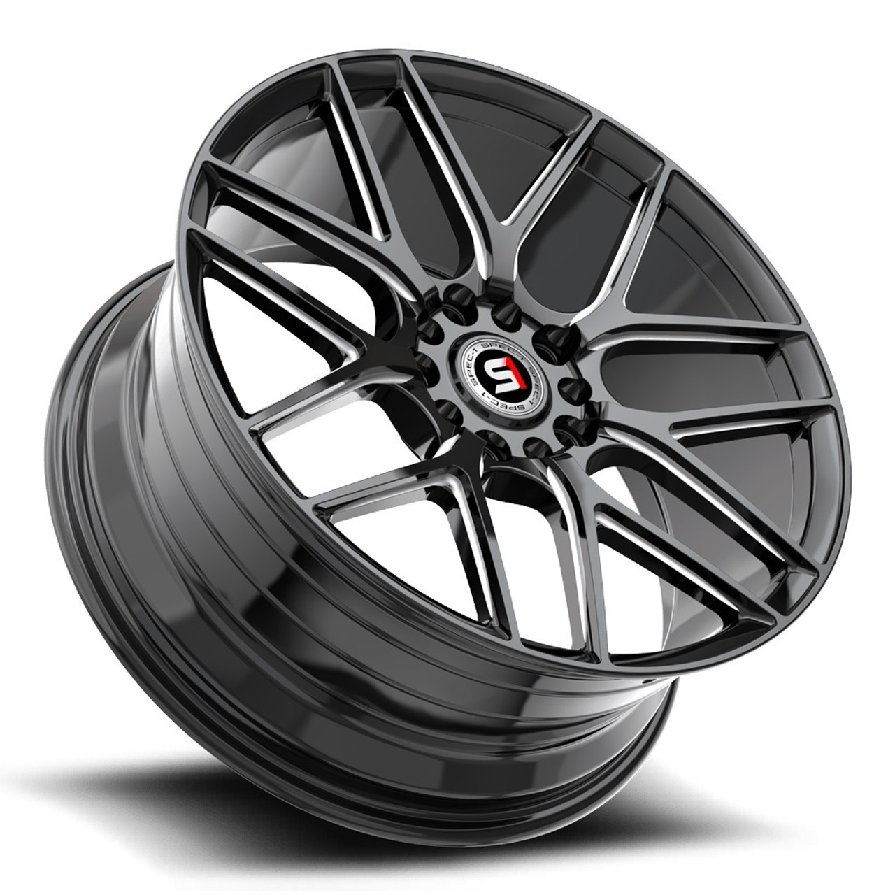Set 4 17" Spec-1 SP-78 Gloss Black & Milled 17x7.5 Wheels 4x100 4x4.5 35mm Rims