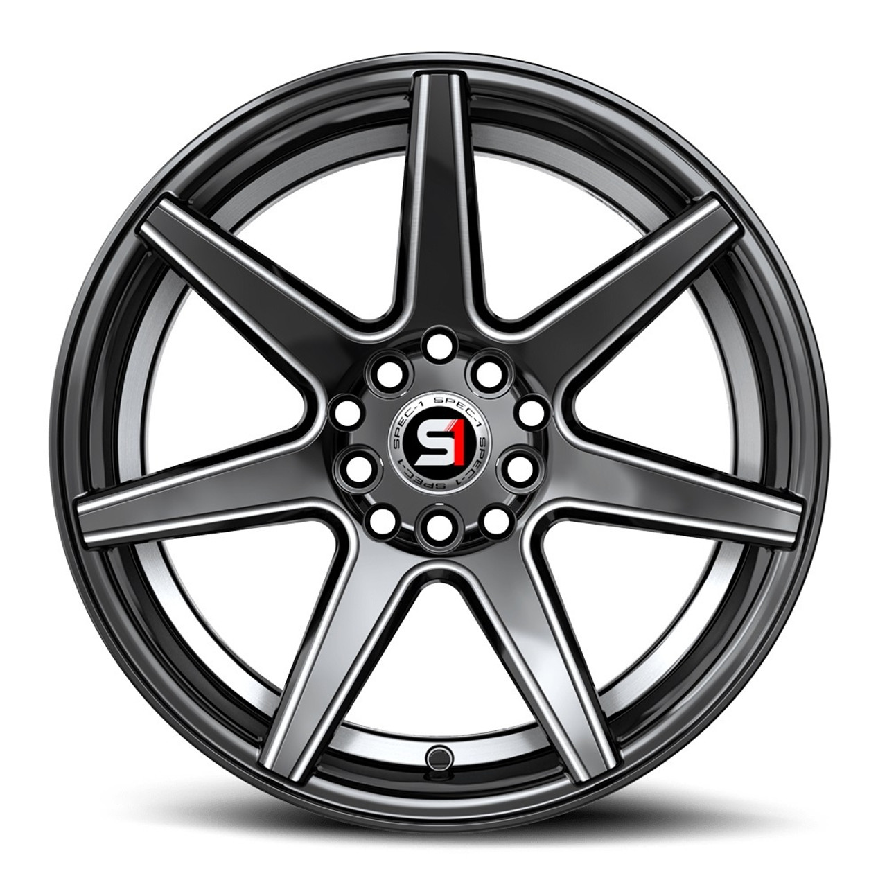 17" Spec-1 SP-73 Gloss Black Milled & Undercut 17x7.5 Wheel 4x100 4x4.5 42mm Rim