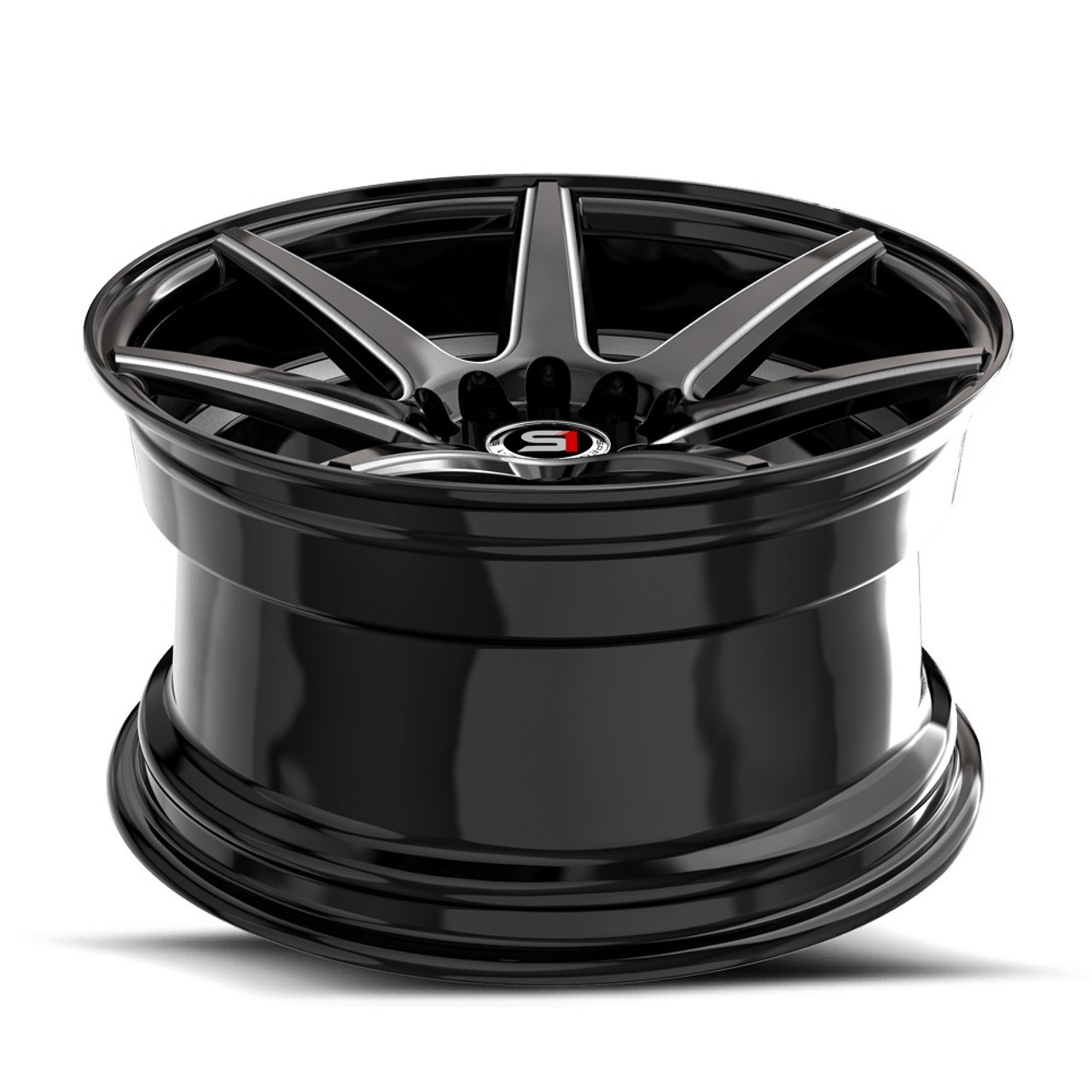 17" Spec-1 SP-73 Gloss Black Milled & Undercut 17x7.5 Wheel 4x100 4x4.5 42mm Rim