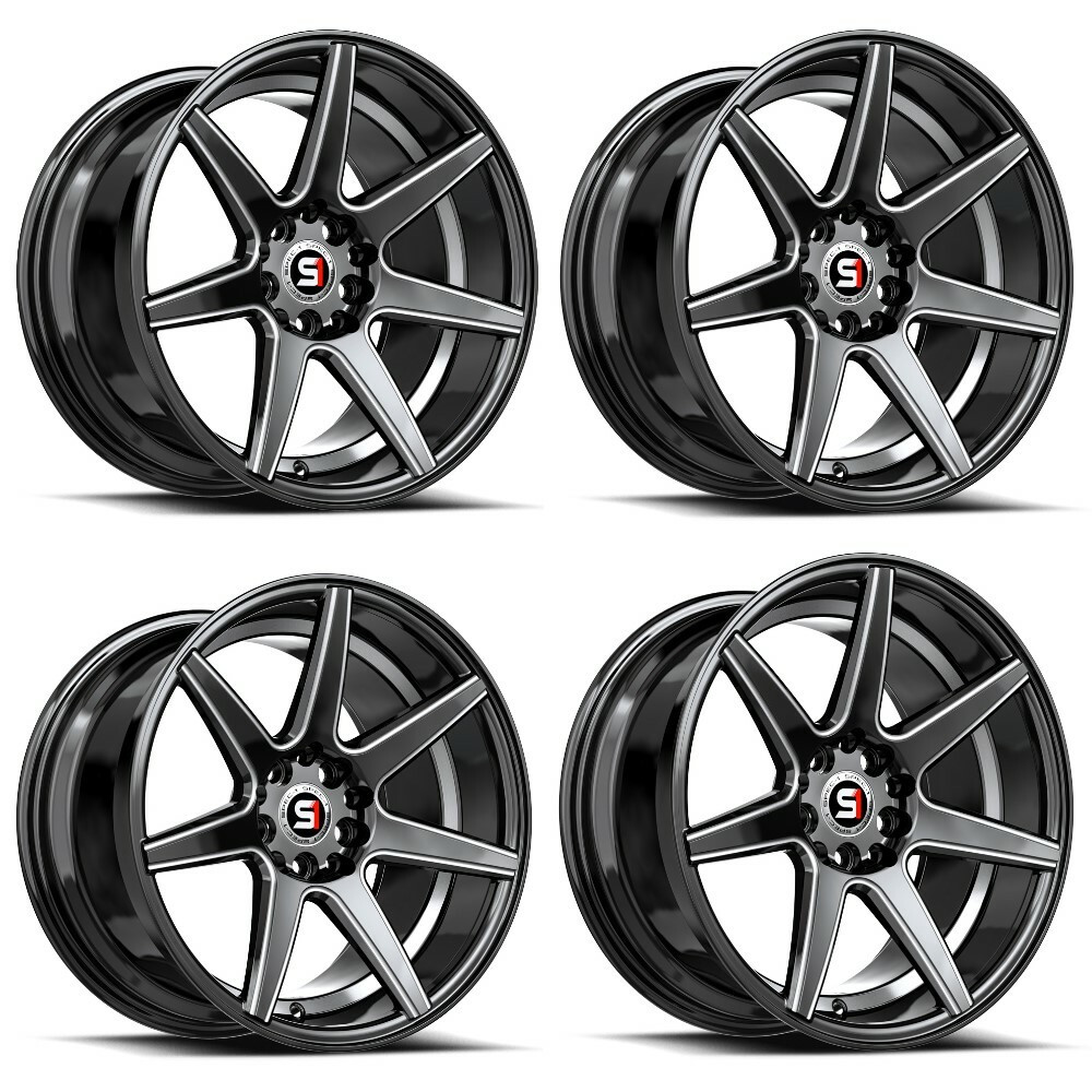 Set 4 17" Spec-1 SP-73 Black Milled Undercut 17x7.5 Wheels 5x4.5 5x120 42mm Rims
