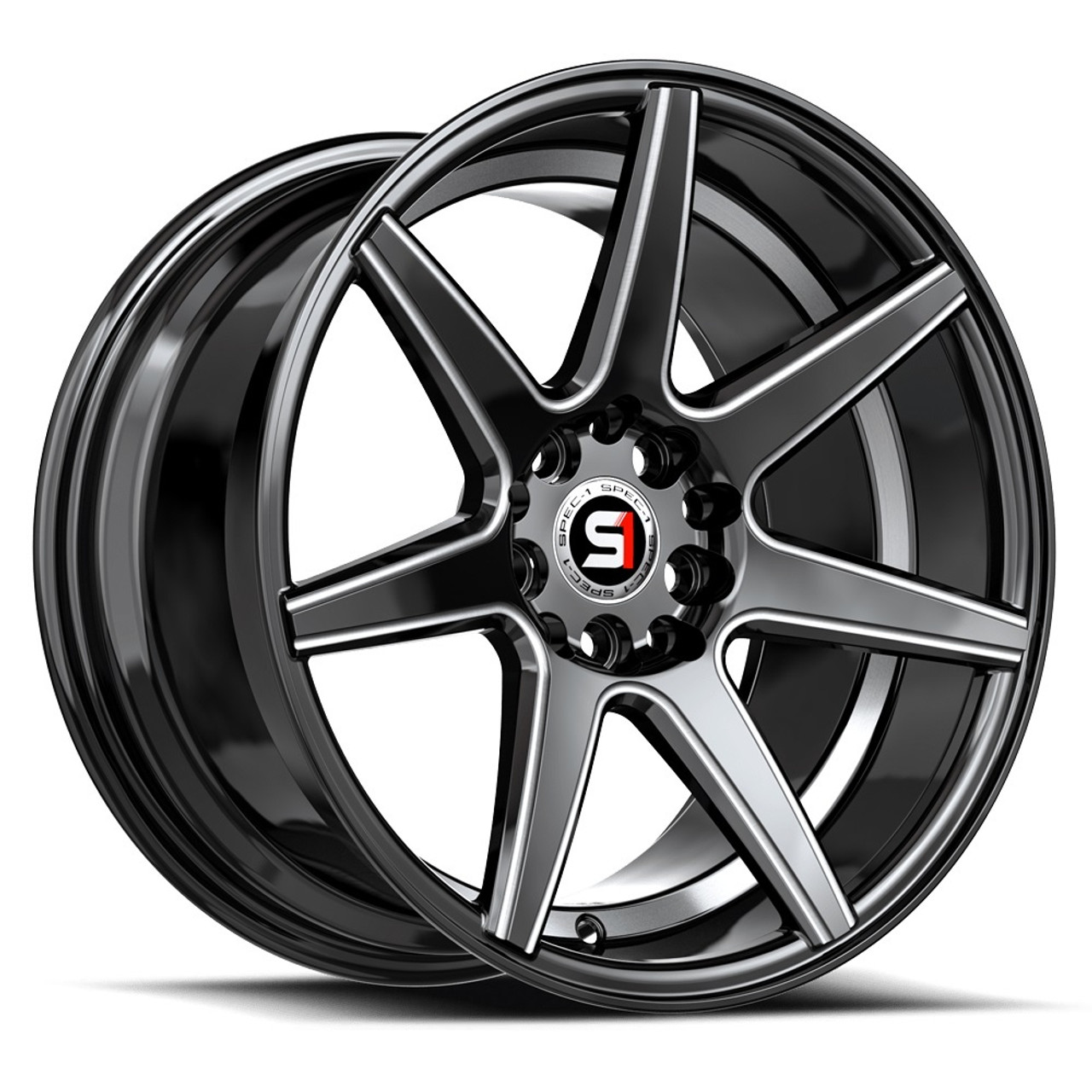17" Spec-1 SP-73 Gloss Black Milled & Undercut 17x7.5 Wheel 5x112 5x4.5 42mm Rim