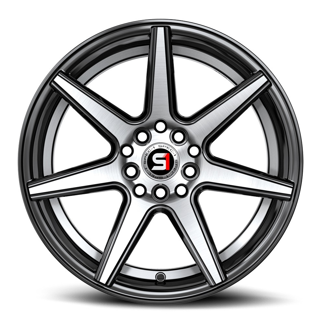 17" Spec-1 SP-73 Gloss Black & Machined & Undercut 17x7.5 Wheel 5x108 5x4.5 42mm