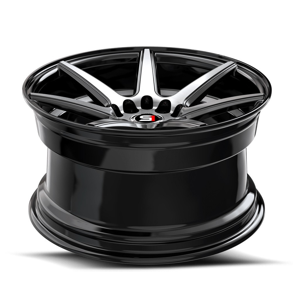 Set 4 17" Spec-1 SP-73 Black Machined & Undercut 17x7.5 Wheels 5x100 5x4.5 42mm