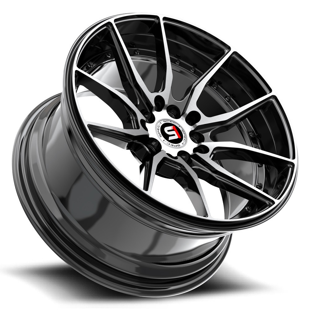 Spec-1 SP-77 Wheels 16 Inch 4x100 4x114.3 Gloss Black & Machined A2i W