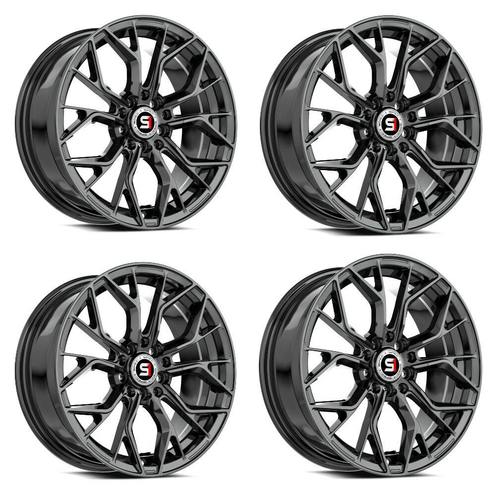 Set 4 15" Spec-1 SP-76 Gloss Black 15x6.5 Wheels 4x100 4x4.5 20mm Rims