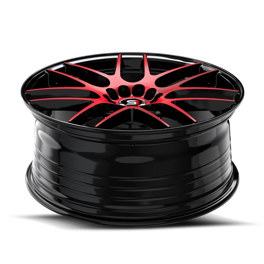20" Spec-1 SP-65 Gloss Black & Red Machined 20x8.5 Wheel 5x4.5 5x120 38mm Rim