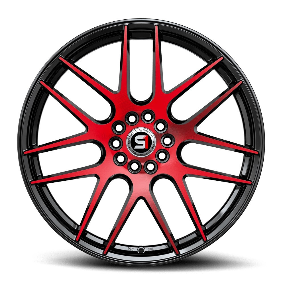Set 4 20" Spec-1 SP-65 Gloss Black & Red Machined 20x8.5 Wheels 5x4.5 5x120 38mm