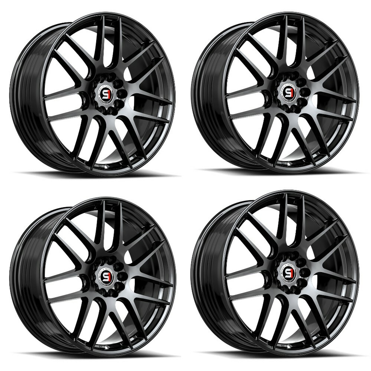 Set 4 18" Spec-1 SP-65 Gloss Black 18x8 Wheels 4x100 4x4.5 34mm Rims