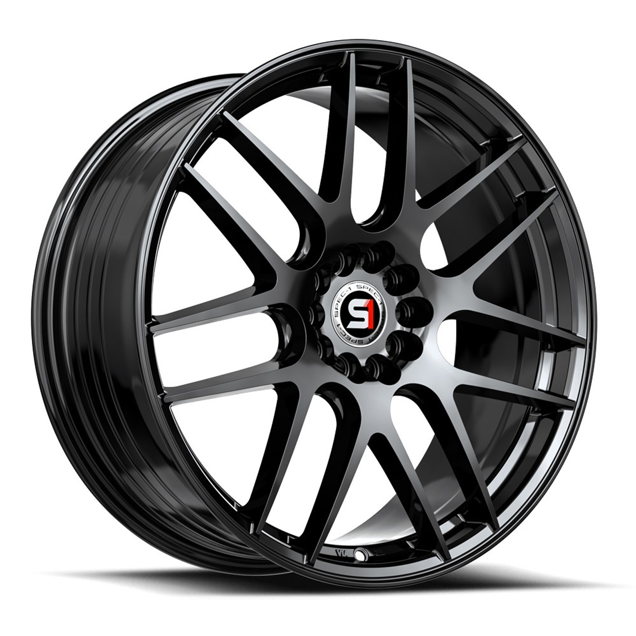 17" Spec-1 SP-65 Gloss Black 17x8 Wheel 4x100 4x4.5 42mm Rim