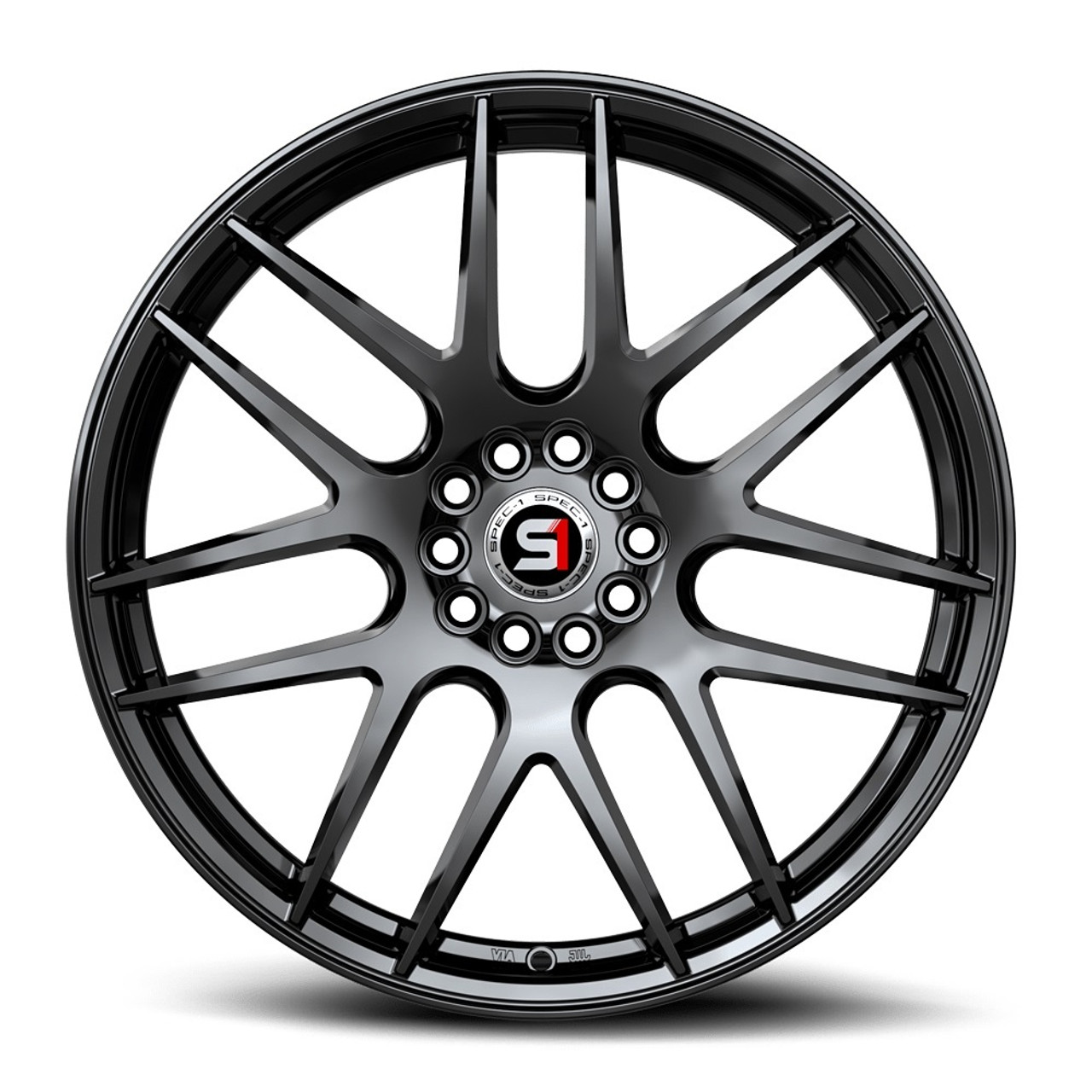17" Spec-1 SP-65 Gloss Black 17x8 Wheel 4x100 4x4.5 42mm Rim