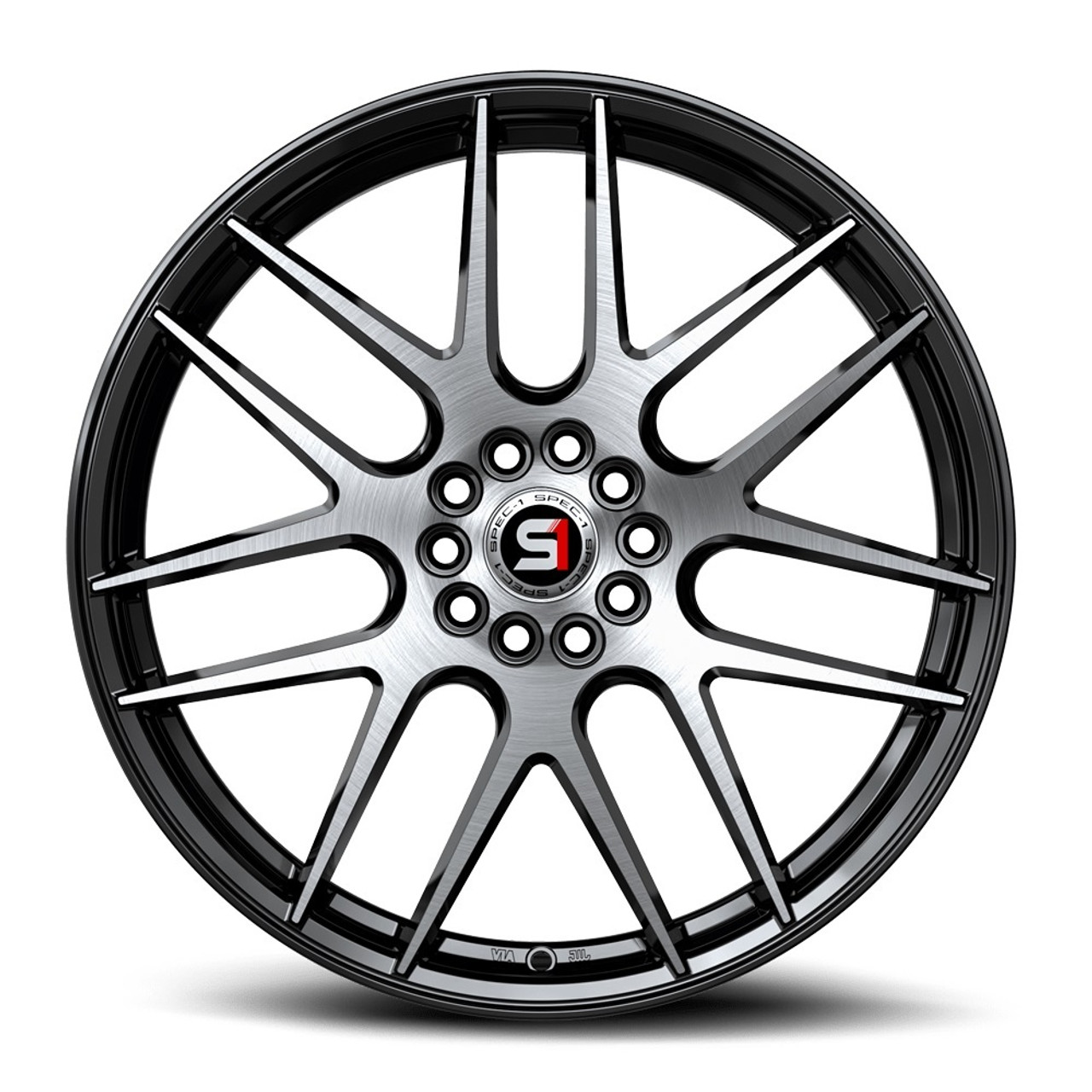 17" Spec-1 SP-65 Gloss Black & Machined 17x8 Wheel 4x100 4x4.5 42mm Rim