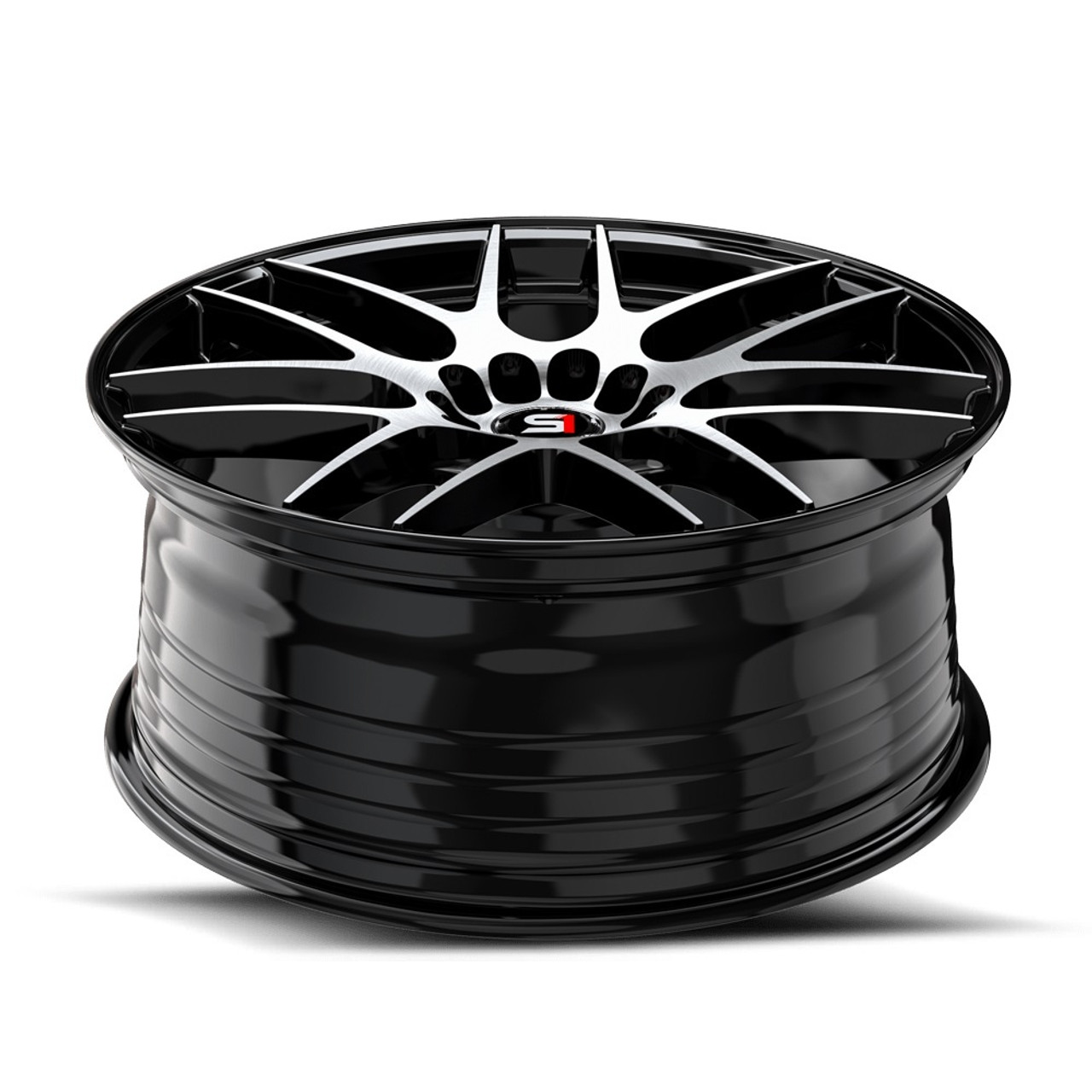 17" Spec-1 SP-65 Gloss Black & Machined 17x8 Wheel 4x100 4x4.5 42mm Rim