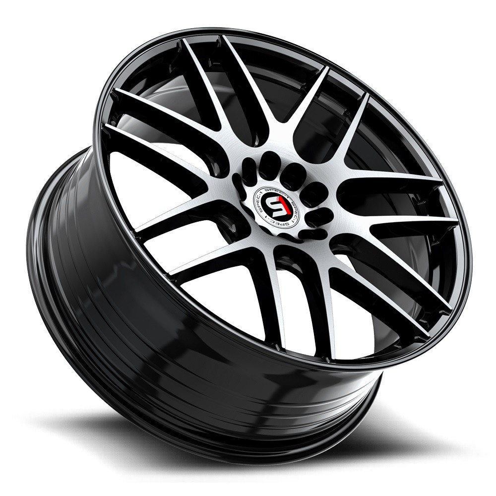 20" Spec-1 SP-65 Gloss Black & Machined 20x8.5 Wheel 5x100 5x4.5 38mm Rim