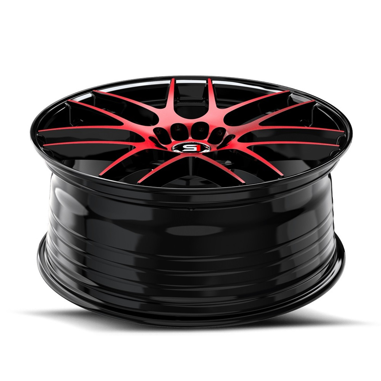 Set 4 17" Spec-1 SP-65 Gloss Black Red Machined 17x8 Wheels 5x100 5x4.5 42mm Rim