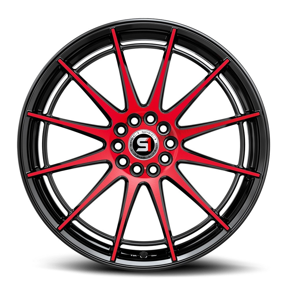 Set 4 18" Spec-1 SP-64 Gloss Black Red Machined 18x8 Wheels 5x4.5 5x120 34mm Rim